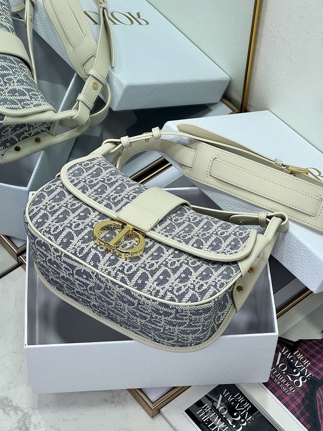 Dior original fabric 30 montaigne flap bag M9205 blue