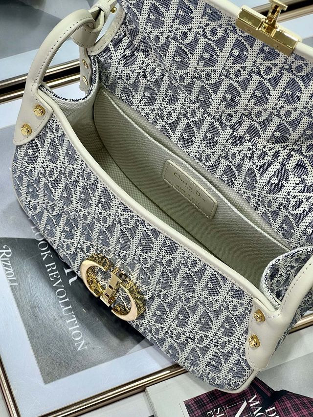 Dior original fabric 30 montaigne flap bag M9205 blue