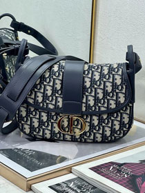 Dior original fabric 30 montaigne flap bag M9205 dark blue