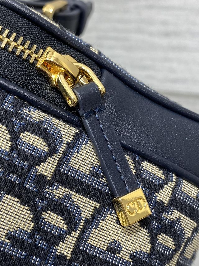 Dior original fabric east-west bowling bag S2862 dark blue