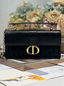 Dior original fabric&calfskin 30 montaigne top handle bag M9601 black