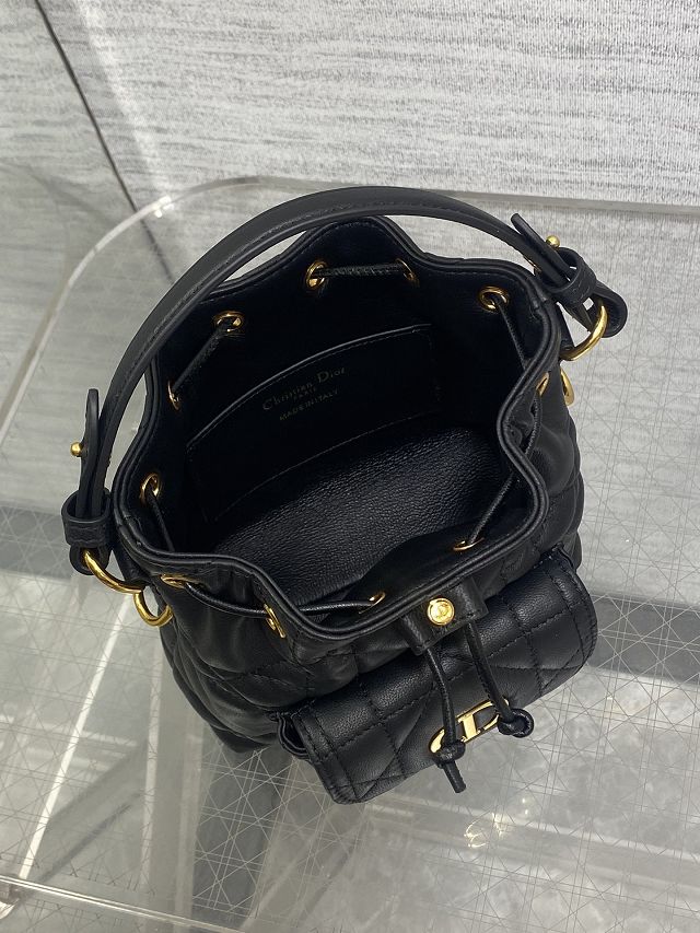 Dior original lambskin mini caro bucket bag M3369 black