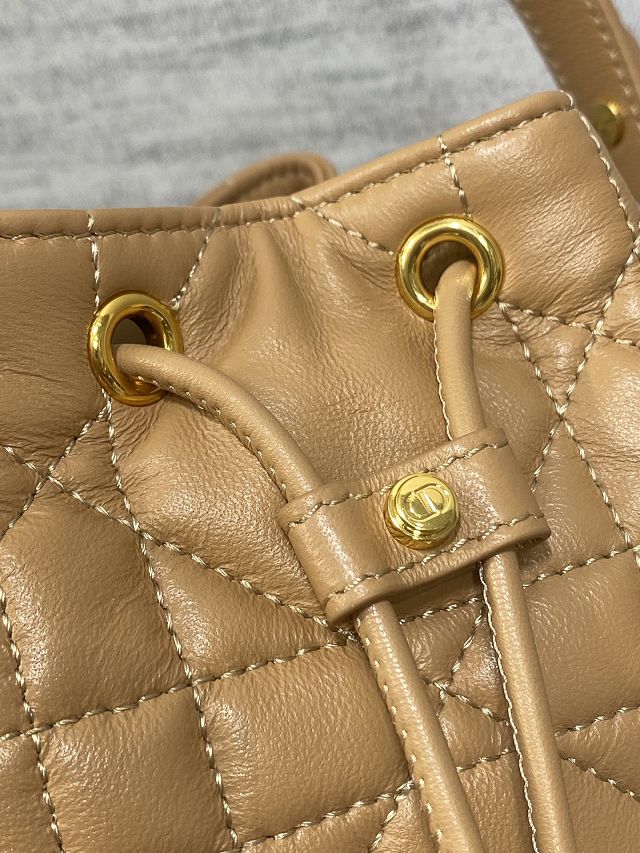 Dior original lambskin small caro bucket bag M3372 brown