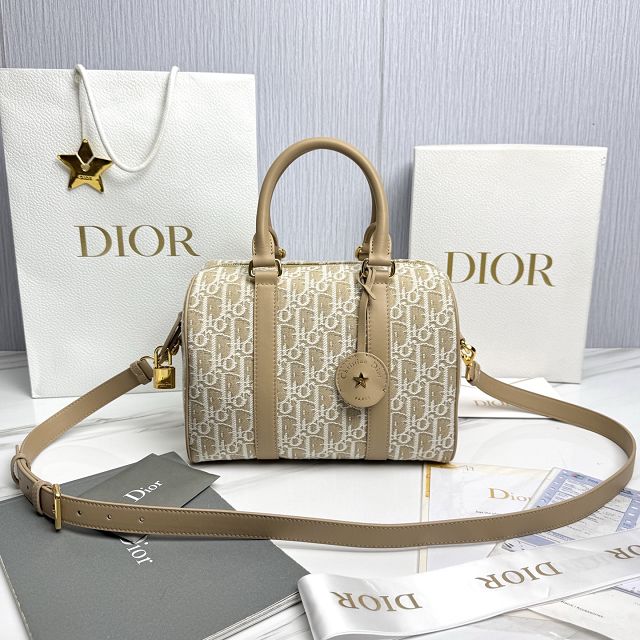 Dior original fabric groove 25 bag M1365 natural