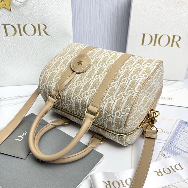 Dior original fabric groove 25 bag M1365 natural