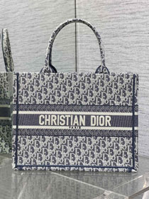 Dior original fabric medium book tote bag M1296 blue