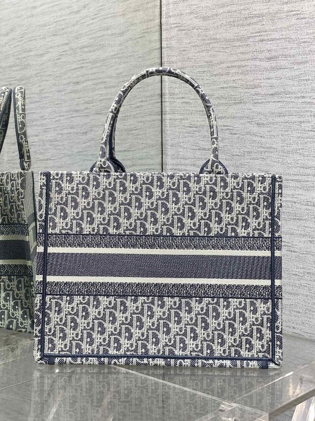 Dior original fabric medium book tote bag M1296 blue