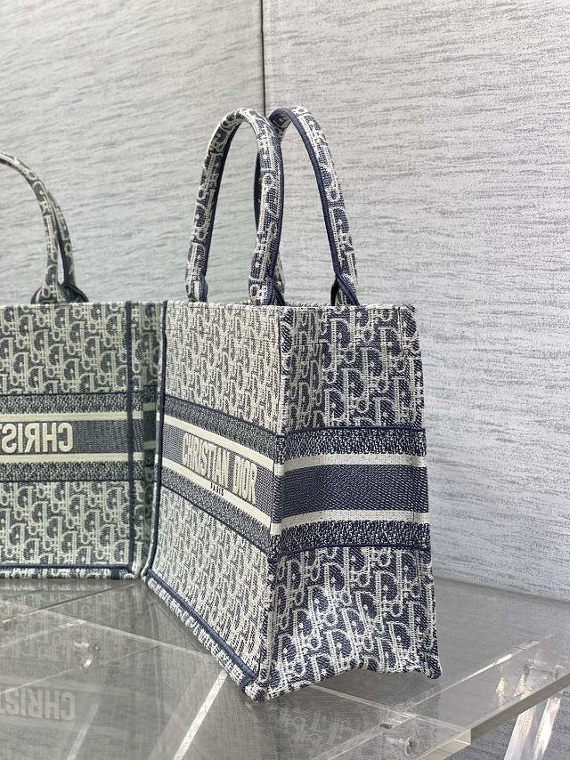 Dior original fabric medium book tote bag M1296 blue