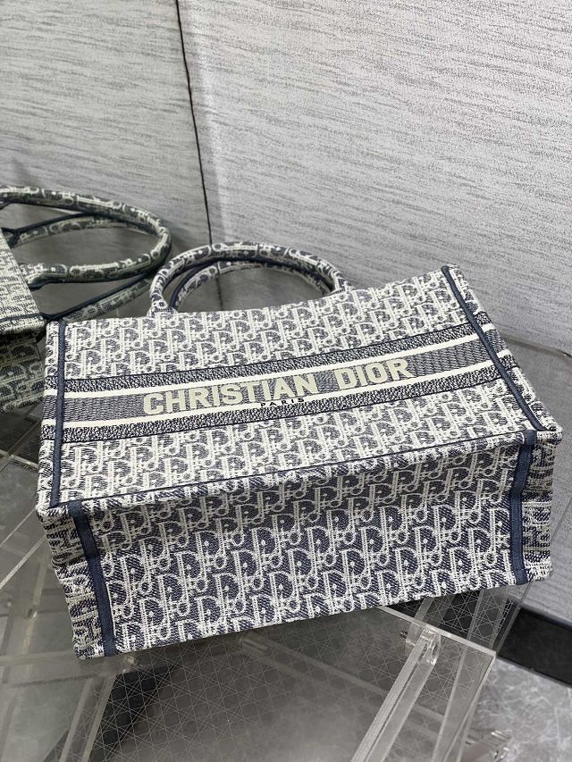 Dior original fabric medium book tote bag M1296 blue