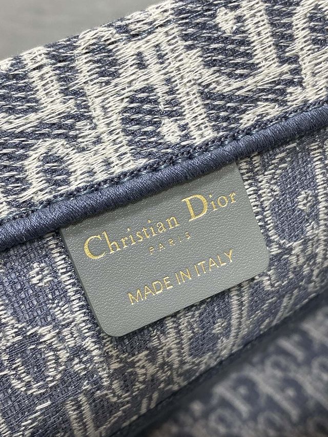 Dior original fabric medium book tote bag M1296 blue