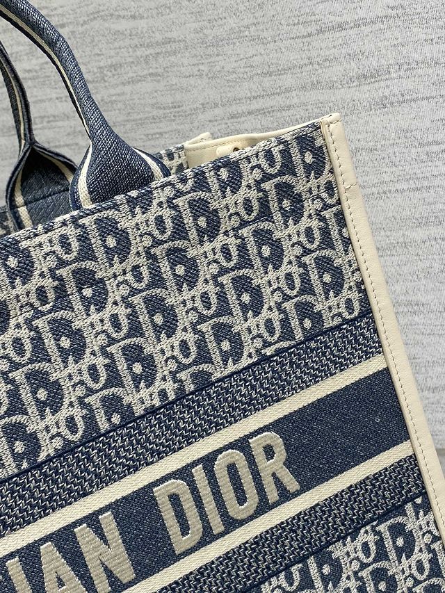Dior original fabric medium book tote bag M1324 blue
