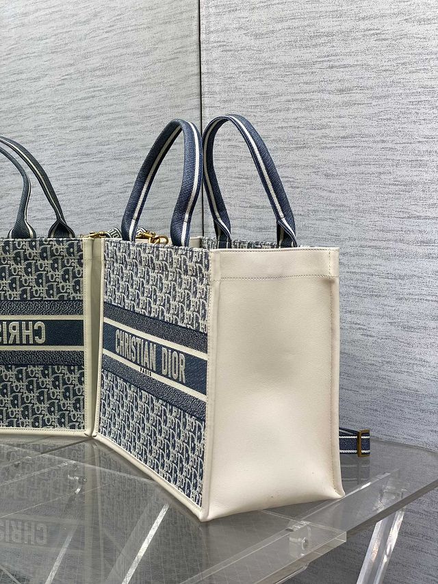 Dior original fabric medium book tote bag M1324 blue