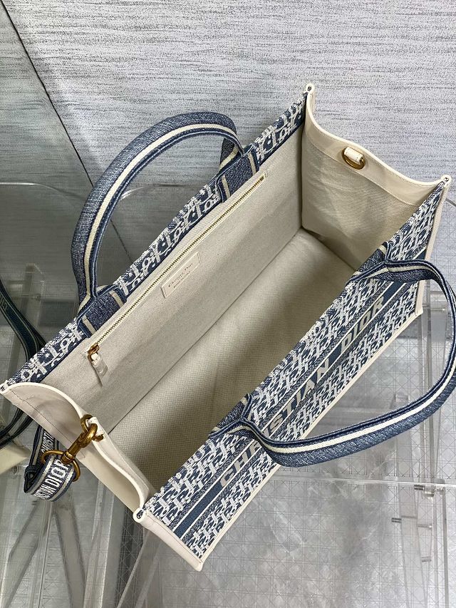 Dior original fabric medium book tote bag M1324 blue
