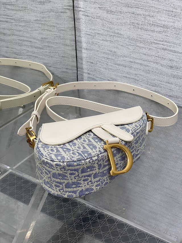 Dior original fabric mini saddle bag M0456 blue