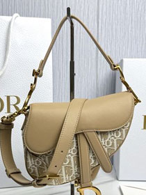 Dior original fabric mini saddle bag M0456 natural