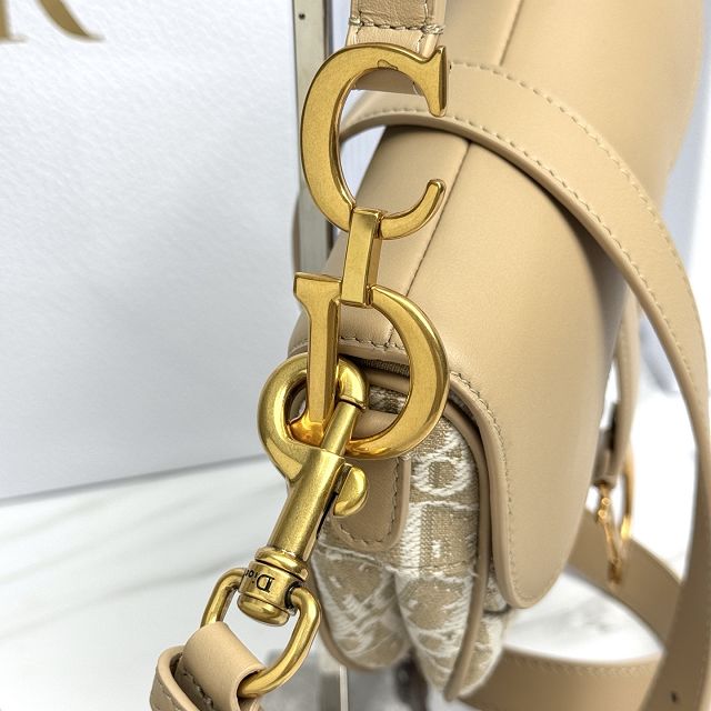 Dior original fabric mini saddle bag M0456 natural