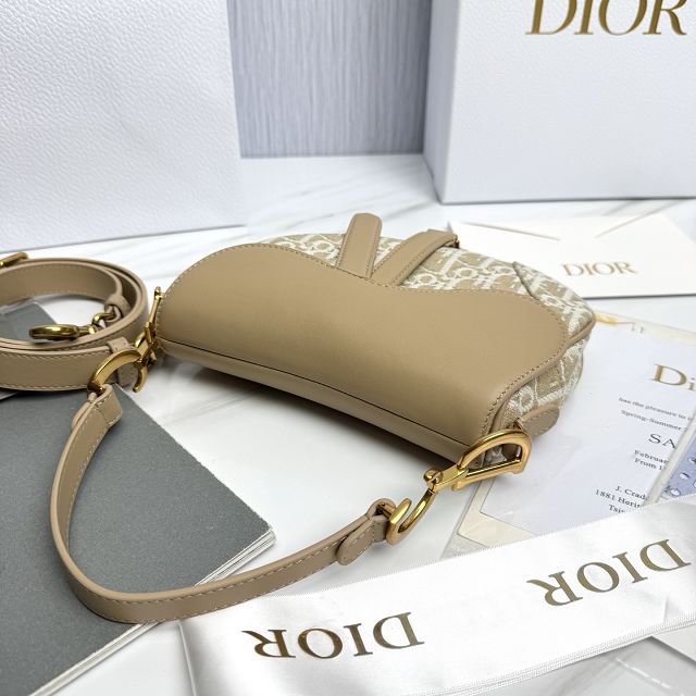 Dior original fabric mini saddle bag M0456 natural