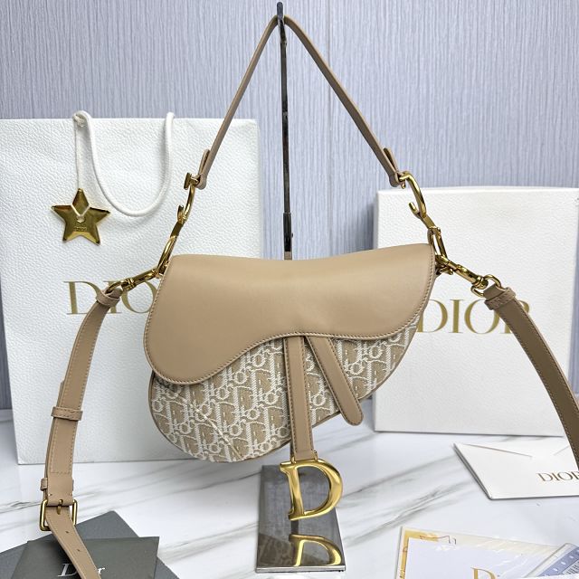 Dior original fabric saddle bag M0455 natural