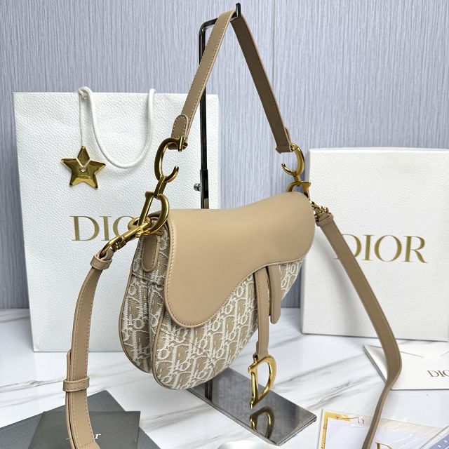 Dior original fabric saddle bag M0455 natural
