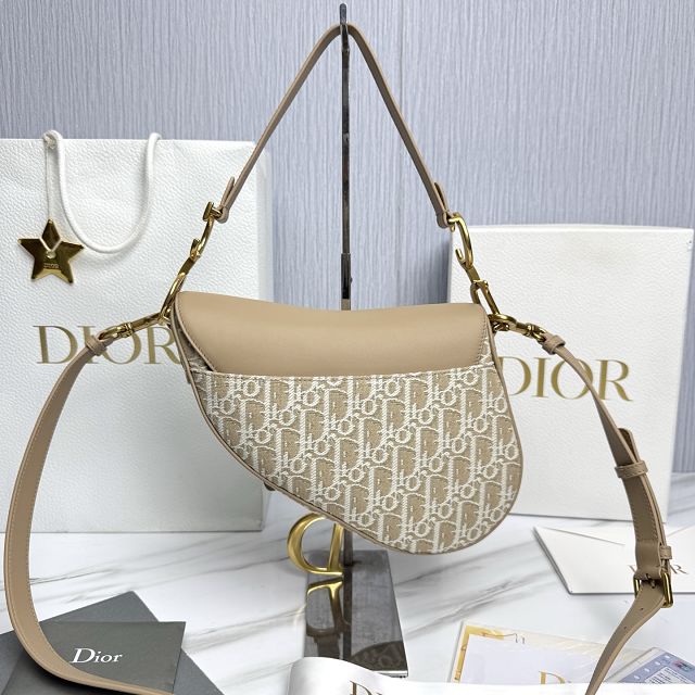 Dior original fabric saddle bag M0455 natural