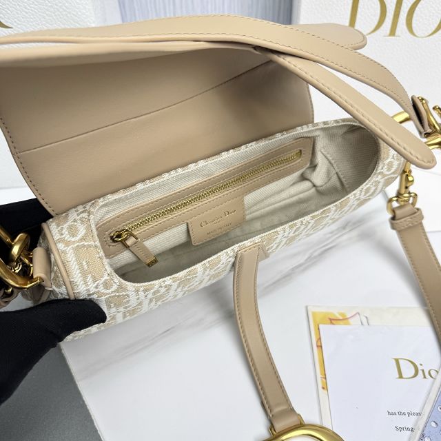 Dior original fabric saddle bag M0455 natural