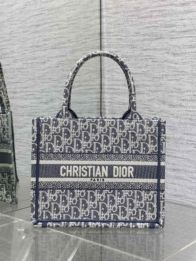 Dior original fabric small book tote bag M1265 blue