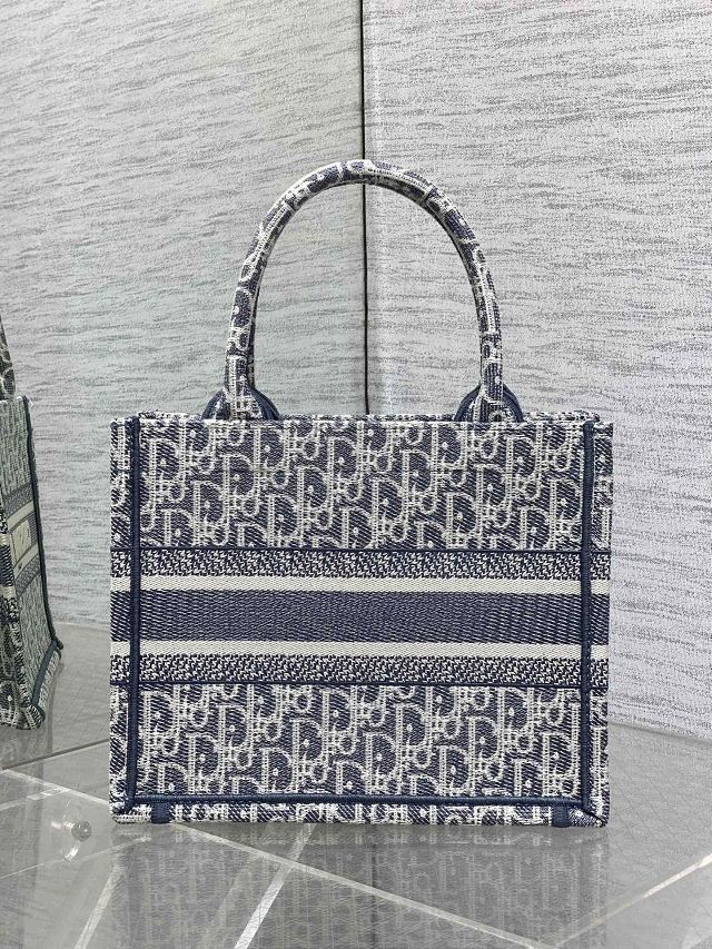 Dior original fabric small book tote bag M1265 blue