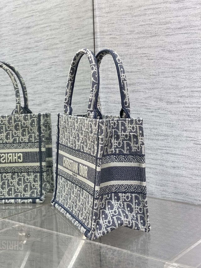Dior original fabric small book tote bag M1265 blue