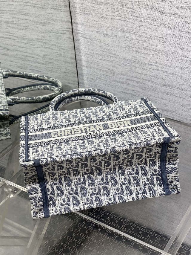 Dior original fabric small book tote bag M1265 blue