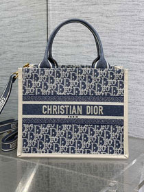 Dior original fabric small book tote bag M1325 blue