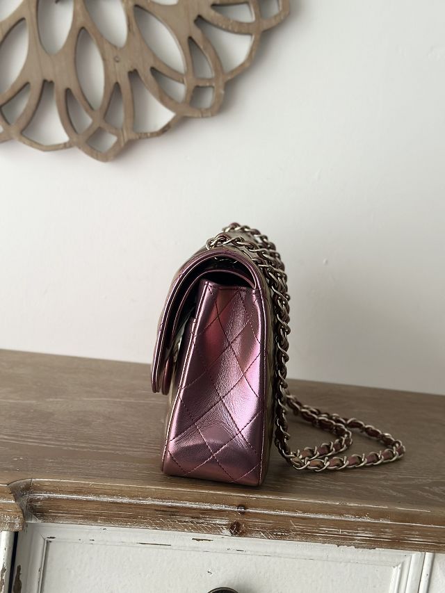 CC original iridescent lambskin medium flap bag A01112 dark purple