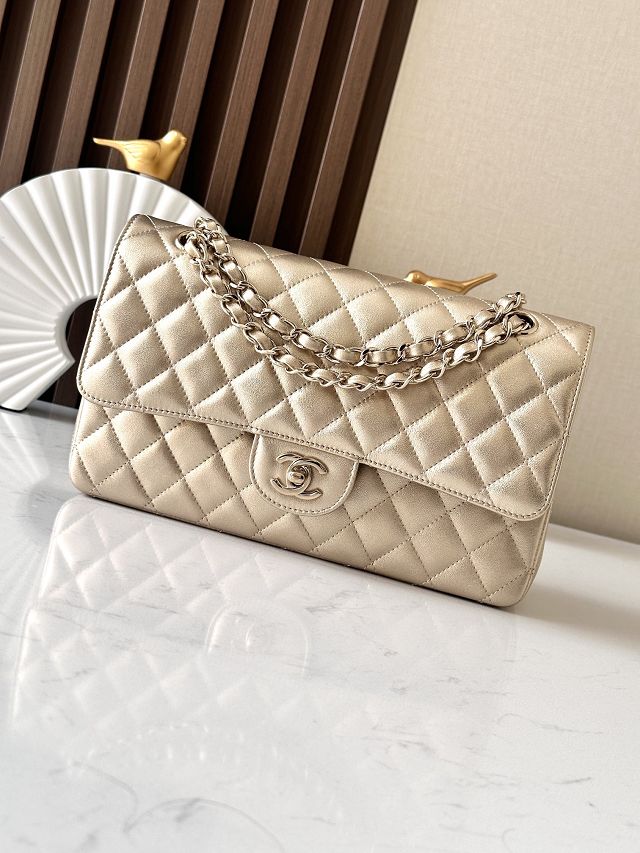 CC original iridescent lambskin medium flap bag A01112 gold