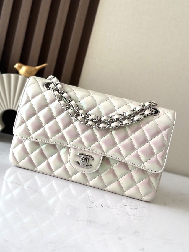 CC original iridescent lambskin medium flap bag A01112 light apricot