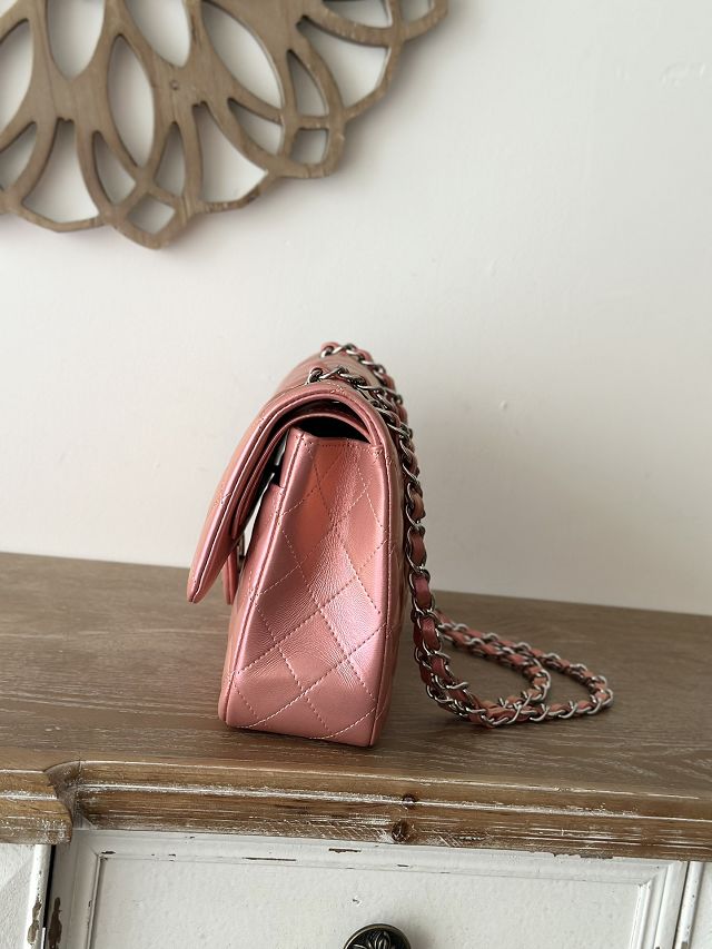CC original iridescent lambskin medium flap bag A01112 pink