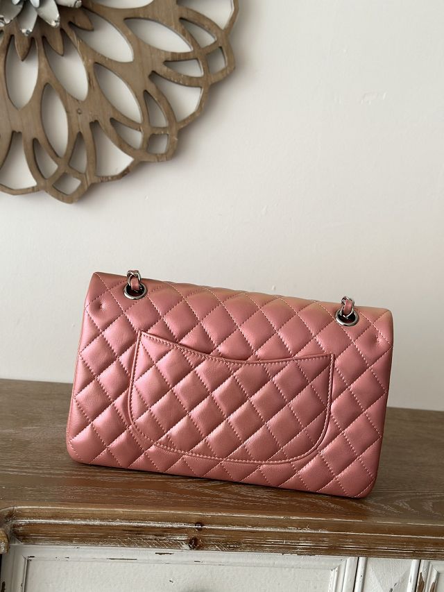 CC original iridescent lambskin medium flap bag A01112 pink