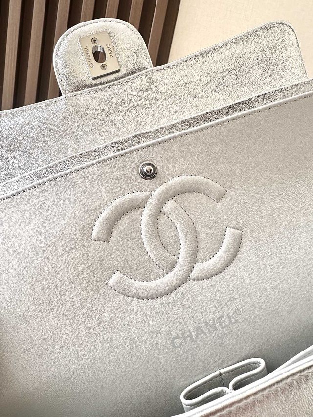 CC original iridescent lambskin medium flap bag A01112 silver