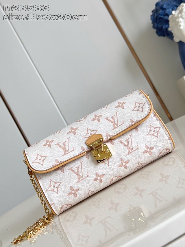 Louis vuitton original monogram canvas wallet on chain Ivy M26583 white