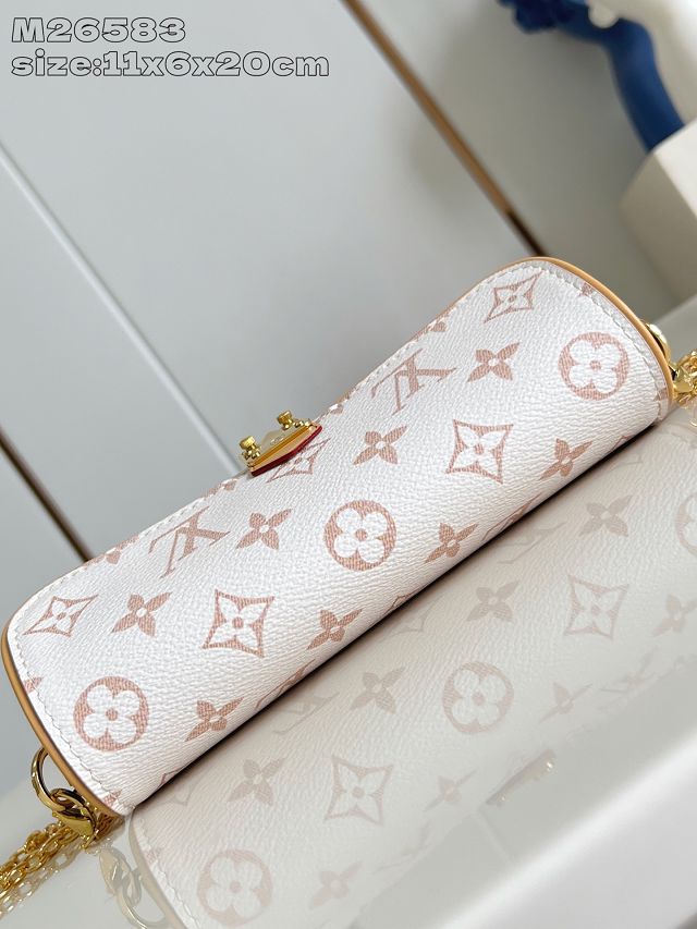 Louis vuitton original monogram canvas wallet on chain Ivy M26583 white