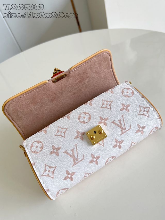 Louis vuitton original monogram canvas wallet on chain Ivy M26583 white