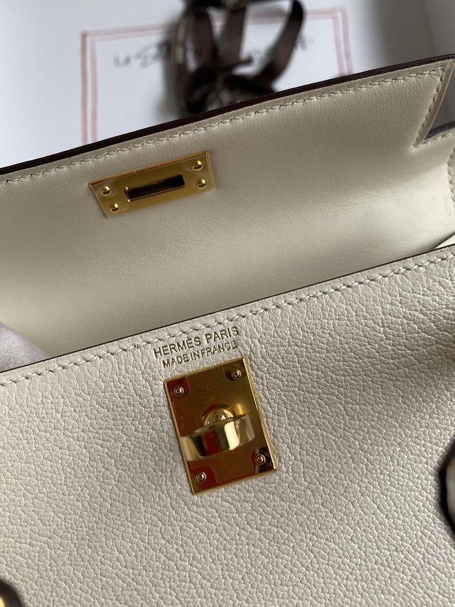 Hermes original chevre mini kelly 19 bag KG0019 nata