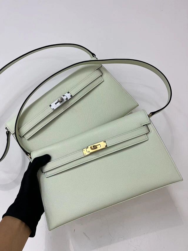 Hermes original madame leather kelly elan KE0028 blue lin