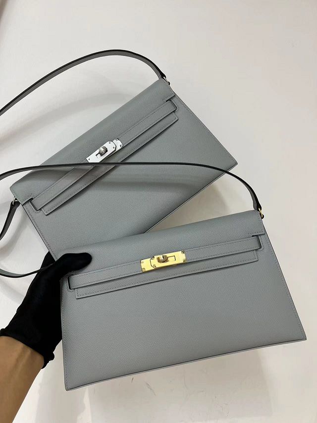 Hermes original madame leather kelly elan KE0028 blue lin