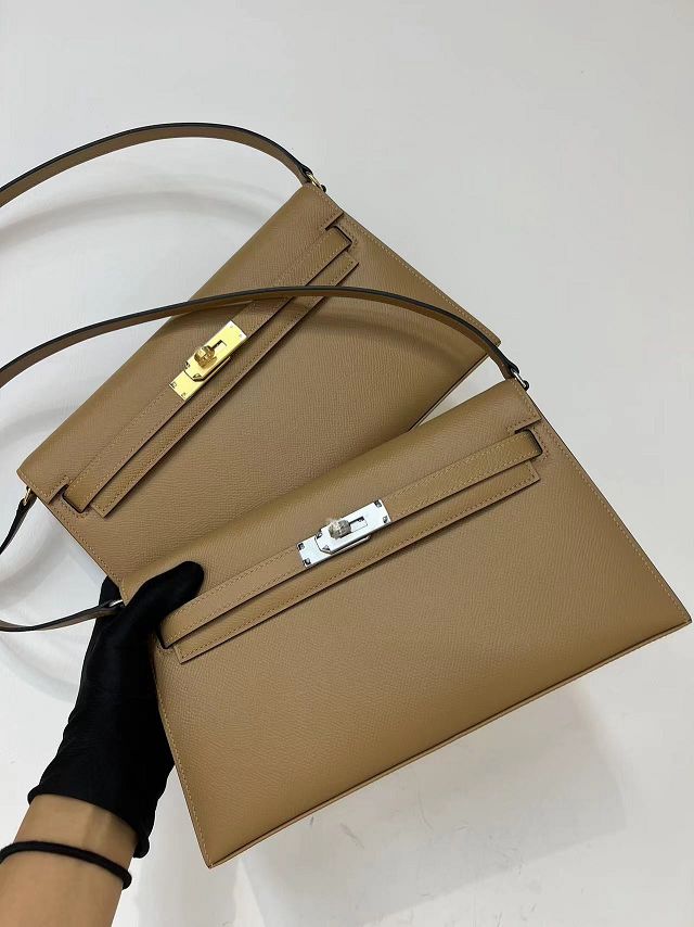 Hermes original madame leather kelly elan KE0028 blue lin