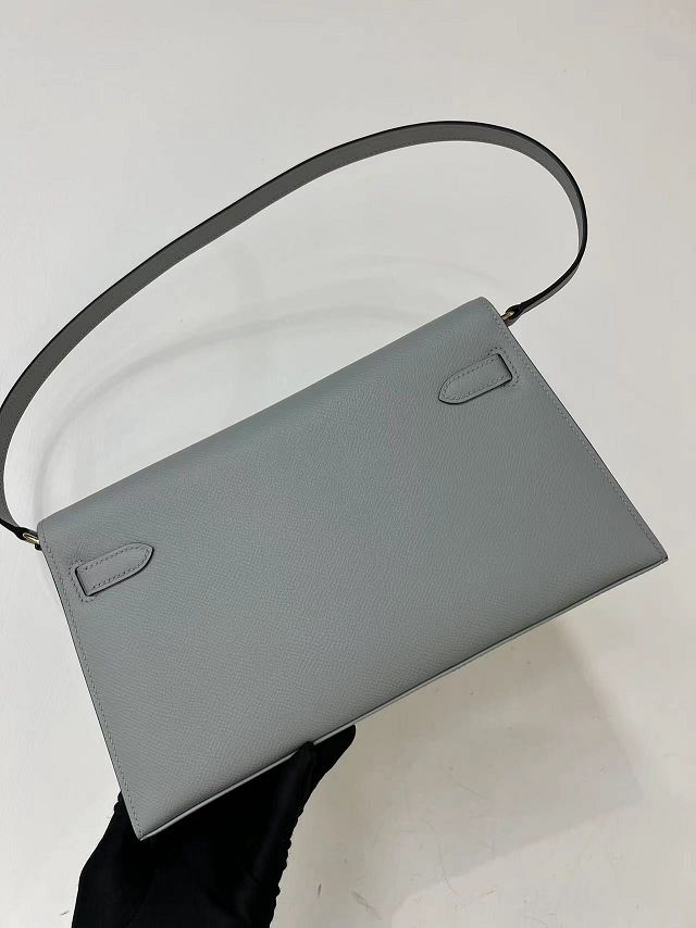 Hermes original madame leather kelly elan KE0028 blue lin