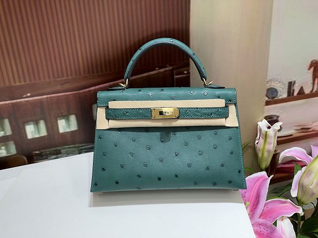Hermes handmade genuine 100% ostrich leather kelly 19 bag K019 