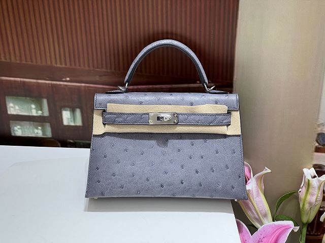 Hermes handmade genuine 100% ostrich leather kelly 19 bag K019 