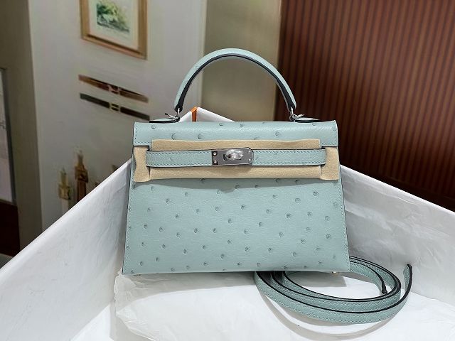 Hermes handmade genuine 100% ostrich leather kelly 19 bag K019 
