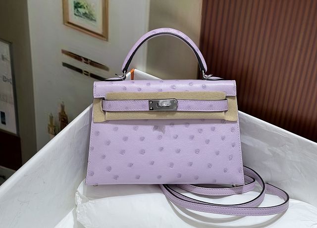 Hermes handmade genuine 100% ostrich leather kelly 19 bag K019 