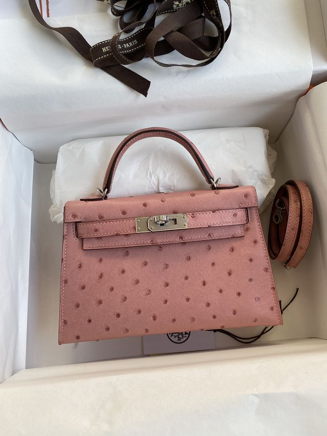 Hermes handmade genuine 100% ostrich leather kelly 19 bag K019 