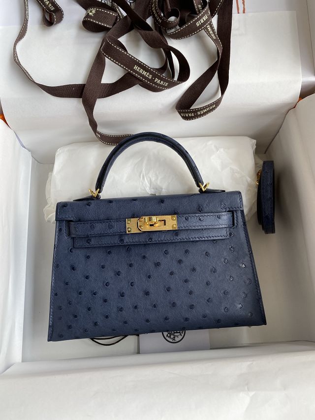 Hermes handmade genuine 100% ostrich leather kelly 19 bag K019 